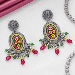 EVERSTYLISH Sanjoya Resham & Beads Embroidered & Oxidised Earrings-image-89