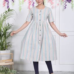 ASANSHI Striped Round Neck Cotton Anarkali Kurta-picture-29