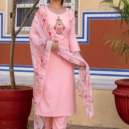 KALINI Women Floral Embroidered Kurta with Trousers & Dupatta-image-89