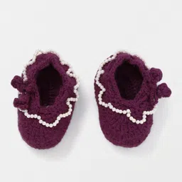 MayRa Knits Booties With Pearl Detailing - Purple-picture-46