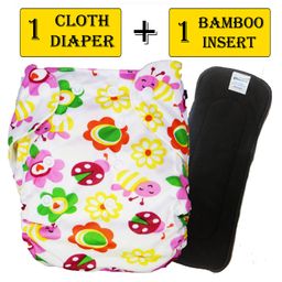 Babymoon Free Size Reusable Cloth Diaper with Insert - Multicolor-7