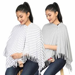 Nene Breast Feeding Multi Purpose Nursing Scarf Pack of 2 - Grey-image-12
