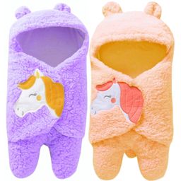 Brandonn Flannel Hooded Wearable Blanket Unicorn Patch Pack of 2 - Purple Peach-image-37