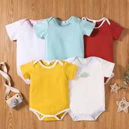 Kookie Kids Half Sleeves Onesies Pack of 5 - Multicolor-picture-1