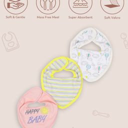 Mi Arcus Dribble Bib Multi Print Pack of 3 - White, Grey & Pink-14