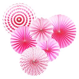 Funcart Paper Fan Decoration Set Pink & White - Pack Of 6-image-23