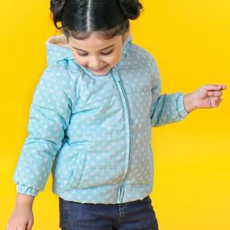 Babyhug Full Sleeves Hooded Jacket Snow Flakes Print - Blue-image-53