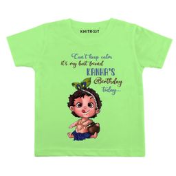 KNITROOT Half Sleeves Kanha's Birthday Print Tee - Green-picture-32