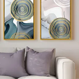 Art Street Gold-Toned & Grey 2 Pieces Printed Canvas Wall Paintings-picture-4