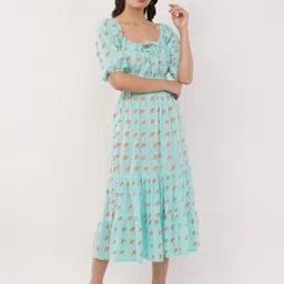 Linen Options Women Conversational  Fit & Flare Midi Dress-image-26