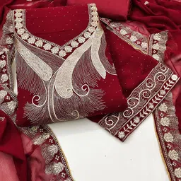LeeliPeeri Designer Embroidered Unstitched Dress Material-image-100