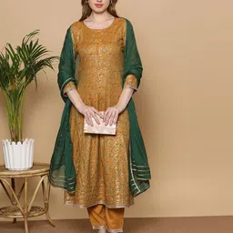 DUMMY SHAPE Women Floral Printed Regular Kurta with Trousers & With Dupatta-picture-49