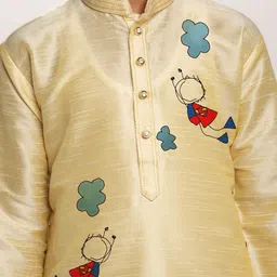 DEVOILER Boys Regular Dupion Silk Kurta with Churidar image 2