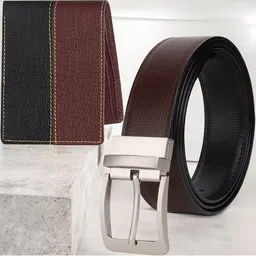 Metronaut Men Luxury Artificial Leather Wallet & belt Accessory Gift Set-image-9