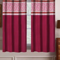 Aura Maroon & Pink Set of 4 Ethnic Motifs Window Curtain-image-65