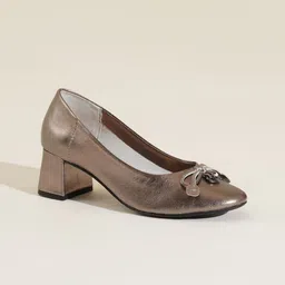 Peach Flores Leather Wedge with-image-93