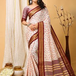 HI FI NX Floral Zari Silk Cotton Banarasi Saree-picture-30