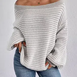 StyleCast Women Striped Off-Shoulder Oversized Pullover Sweater-picture-48