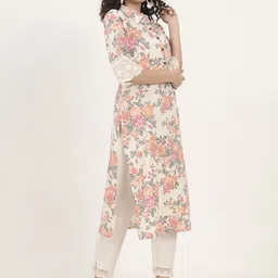 Divena Floral Printed Shirt Collar Cotton Straight Kurta-picture-18