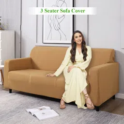 HOKIPO Brown 3 Seater Sofa Cover With Arms-image-21