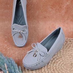 Jove Women Textured PU Loafers-image-68