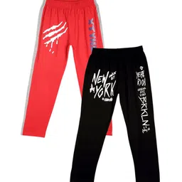 Fashionable Pack Of 2 Kids Printed Mid-Rise Pure Cotton Track Pants-10