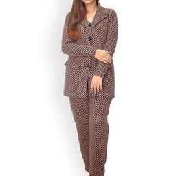 HAUTEMODA Lapel Collar Checked Coat With Trouser-5