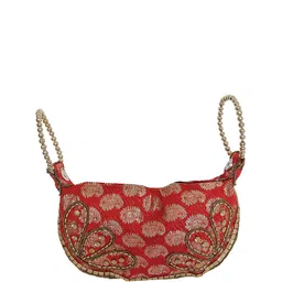 Exotic India Bracelet Bag with Brocade Weave and Beadwork-image-13