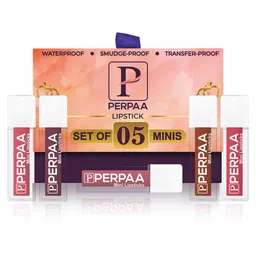 PERPAA Set Of 5 Waterproof Matte Mini Liquid Lipsticks - 1.2ml Each Shade 2-5-6-11-12-7