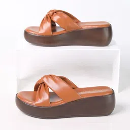 Monrow Women PU Open Toe Wedge Heel Sandals-1