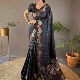 Lookmark Floral Woven Design Banarasi Saree-image-67