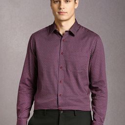 Louis Philippe Micro Ditsy Printed Spread Collar Cotton Shirt-image-81