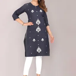 Mehsoos Ethnic Motifs Embroidered Thread Work Cotton Straight Kurta-19