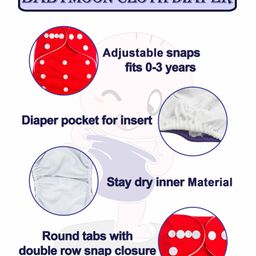 Babymoon Free Size Reusable Cloth Diaper with Insert - Multicolor image 2