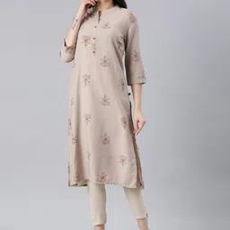 Samhitas Women Floral Embroidered Thread Work Khadi Kurta-19