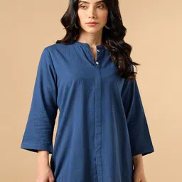 COTTONS DAILY Mandarin Collar Linen Straight Short Kurti-picture-14