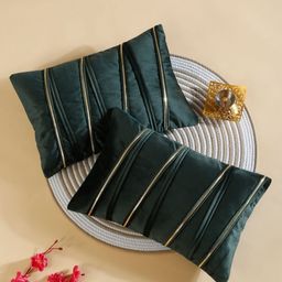 HOSTA HOMES Green And Gold Velvet Rectangle Cushion Cover-picture-10