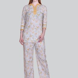 KIZA Printed Pure Cotton Round Neck Tunic with Trousers Co-Ords-image-51