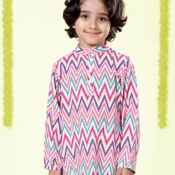 KiddoPanti Boys Chevron Printed Kurta-20