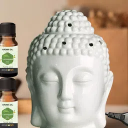 PEEPALCOMM White Textured Buddha Electric Aroma Oil Diffuser-37