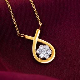 GIVA Women14 Kt Gold Knotted Elegance Diamond Necklace-image-7