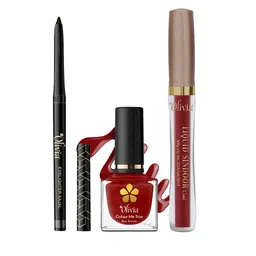 Olivia Set Of 3 Eye Lighter Kajal , Matte Liquid Sindoor & Colour Me True Nail Enamel-16