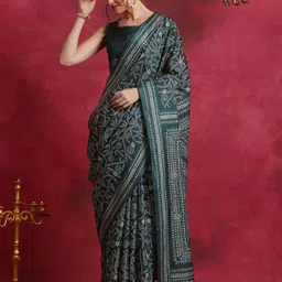Anouk Rustic Ethnic Motifs Silk Blend Block Print Saree-94