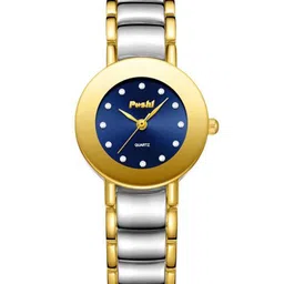Poshi Women Circle Dial Stainless Steel Strap Watch with Adjustable Clasp-24