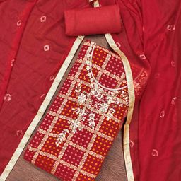 KIMISHA Ethnic Motifs Printed Beads And Stones Unstitched Dress Material-image-77
