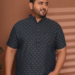Enchanted Drapes Men Plus Size Ethnic Motifs Printed Daily Cotton Straight Kurta-picture-0