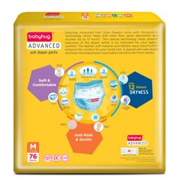 Babyhug Daily Rich Moisturising Milk Wipes 72 Pieces and Advanced Pant style Diaper M-76 Pieces image 3