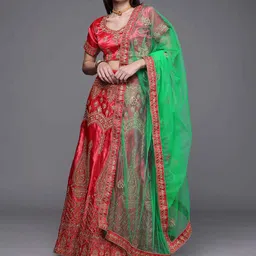Maroosh Embroidered Thread Work Unstitched Lehenga & Blouse With Dupatta image 5