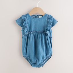 NEXT Infant Girls Ruffled Shoulder Chambray Bodysuit-picture-12