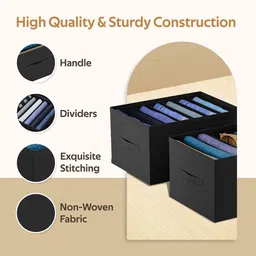 Kuber Industries Black Set of 6 Regular Drawer Organiser Organisers image 3